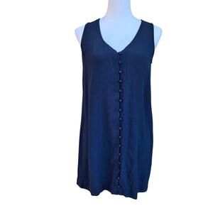 Madewell Navy Blue Heather Button-front Sleeveless Dress V-neck Sz S Comfy